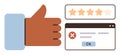Thumb-Up Gesture with Rating Scale and Error Pop-Up for User Feedback Concept Royalty Free Stock Photo