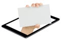 Hand Showing Blank Card Screen Tablet Isolated Royalty Free Stock Photo