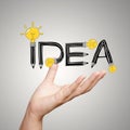 Hand showing design word IDEA as concept Royalty Free Stock Photo