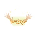 Hand showing hooray expression. Vector illustration decorative background design