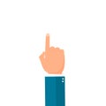Hand showing index finger. Pay Attention or make a choice concept. Hands gesture of man pointing or touching something. vector Royalty Free Stock Photo