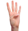 Hand showing number four