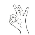 Hand showing Okay gesture Vector sketch, Hand drawn linear illustration Royalty Free Stock Photo