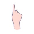 Hand showing one count line icon. Pointing hand. Make the index finger up gesture. Pictogram for web page, mobile app, promo. UI Royalty Free Stock Photo