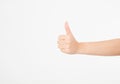 Hand showing one or like count isolated on white background. Mock up. Copy space. Template. Blank. Royalty Free Stock Photo