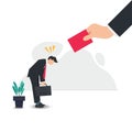 Hand showing a red card. Businessman gets punished from the boss concept vector illustration