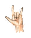 Hand showing Rock gesture Royalty Free Stock Photo