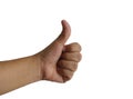 Hand showing thumbs up sign isolated on white background with clipping path, abstract sign concept Royalty Free Stock Photo