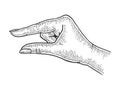 Hand showing tiny small size sketch vector