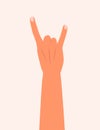 Hand showing heavy metal rock-n-roll gesture. Rock symbol vector illustration Royalty Free Stock Photo