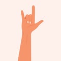 Hand showing heavy metal rock-n-roll gesture. Rock symbol vector illustration Royalty Free Stock Photo