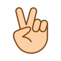 Hand showing victory sign icon. Peace sign. Hand Gesture V victory