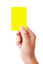 Hand showing yellow card Royalty Free Stock Photo