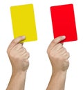 Hand Showing Yellow Red Card Isolated
