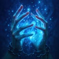A hand is shown in blue with a star in the middle Royalty Free Stock Photo