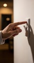 A hand is shown flipping a light switch to the \