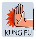 Hand shows Kung-Fu punch sign self-defense vector flat style illustration Royalty Free Stock Photo