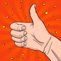 Hand shows like sign. Seal of approval. Pop art design concepts for web banners