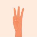 Hand shows three fingers vector illustration. Number three with the fingers Royalty Free Stock Photo