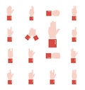 Hand sign language alphabet flat style set icons vector design Royalty Free Stock Photo