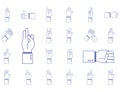 Hand sign language alphabet line and fill style icons collection vector design Royalty Free Stock Photo