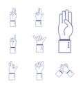 Hand sign language alphabet line and fill style set icons vector design Royalty Free Stock Photo