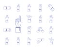 Hand sign language alphabet line and fill style set of icons vector design Royalty Free Stock Photo