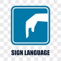 Hand with sign language gesture on transparent background. vector Royalty Free Stock Photo