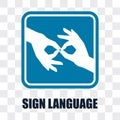 Hand with sign language gesture on transparent background. vector Royalty Free Stock Photo