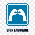 Hand with sign language gesture on transparent background. vector Royalty Free Stock Photo