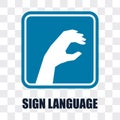 Hand with sign language gesture on transparent background. vector Royalty Free Stock Photo