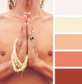 Hand sign namaste colour palette swatches Royalty Free Stock Photo