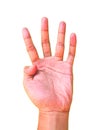 Hand sign for the number four or 4 symbol Royalty Free Stock Photo