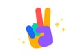 Hand sign rock. Fun Sticker. Colorful fun sticker - hand up sign Rock