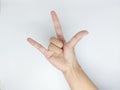 Hand sign, thumb up, oke, all right, peace, rock and roll