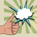 Hand sign thumbs up pop art color back Royalty Free Stock Photo