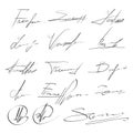 Hand signature. handwritten delivery service document or manuscript