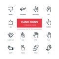 Hand signs - flat design style icons set