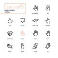 Hand signs - modern line design icons set