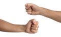 Hand signs. Punch fist isolated on white Royalty Free Stock Photo