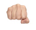 Hand signs. Punch fist isolated on white