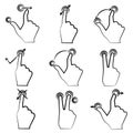 Hand signs, touch screen Royalty Free Stock Photo