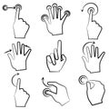 Hand signs, touch screen Royalty Free Stock Photo