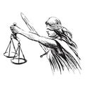 Hand sketch allegory of justice Royalty Free Stock Photo