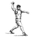 Hand sketch athlete ball thrower