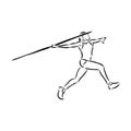 Hand sketch athlete throwing a javelin. Vector illustration