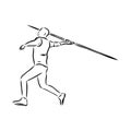 Hand sketch athlete throwing a javelin. Vector illustration