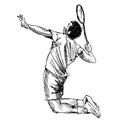 Hand sketch badminton player Royalty Free Stock Photo