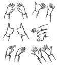 Hand pair gesture body communication sign sketch