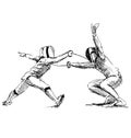 Hand sketch fencers Royalty Free Stock Photo